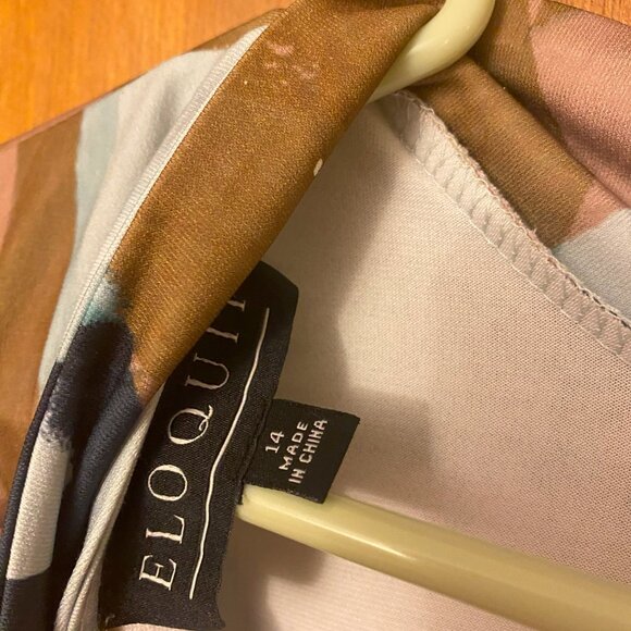 Eloquii Multicolor Tie Neck Dress Size 14 - Picture 2 of 3